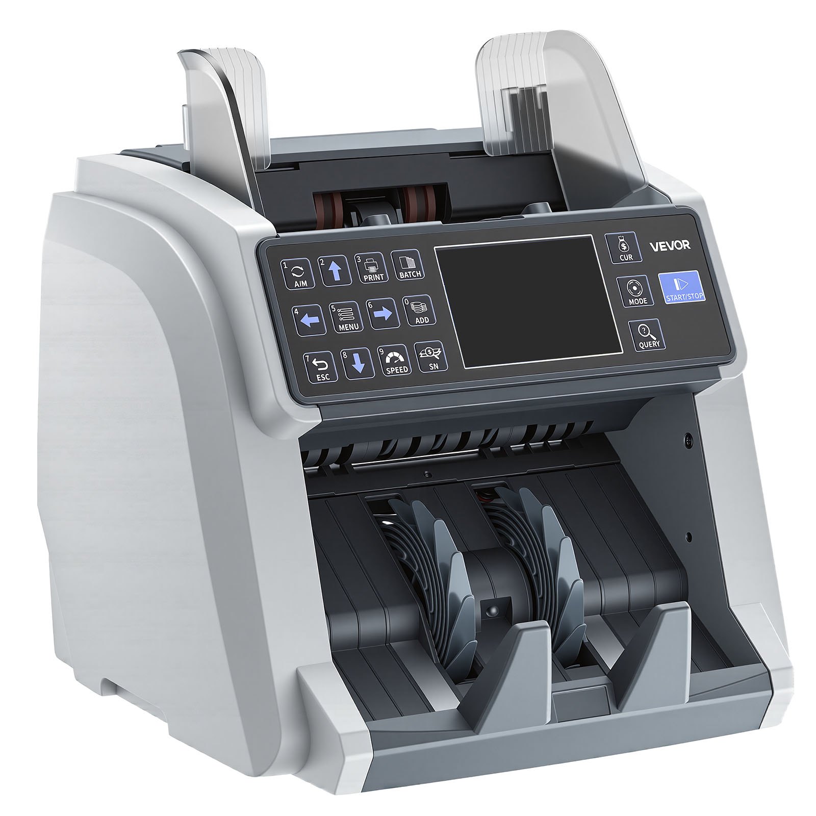 VEVOR Contadora de Billetes con Detección de Billetes Falsos, Máquina Contadora de Dinero Compatible con Múltiples Divisas CIS/UV/MG/IR/DD/DBL/HLF/CHN, con Pantalla a Color y Externa, Conteo Rápido