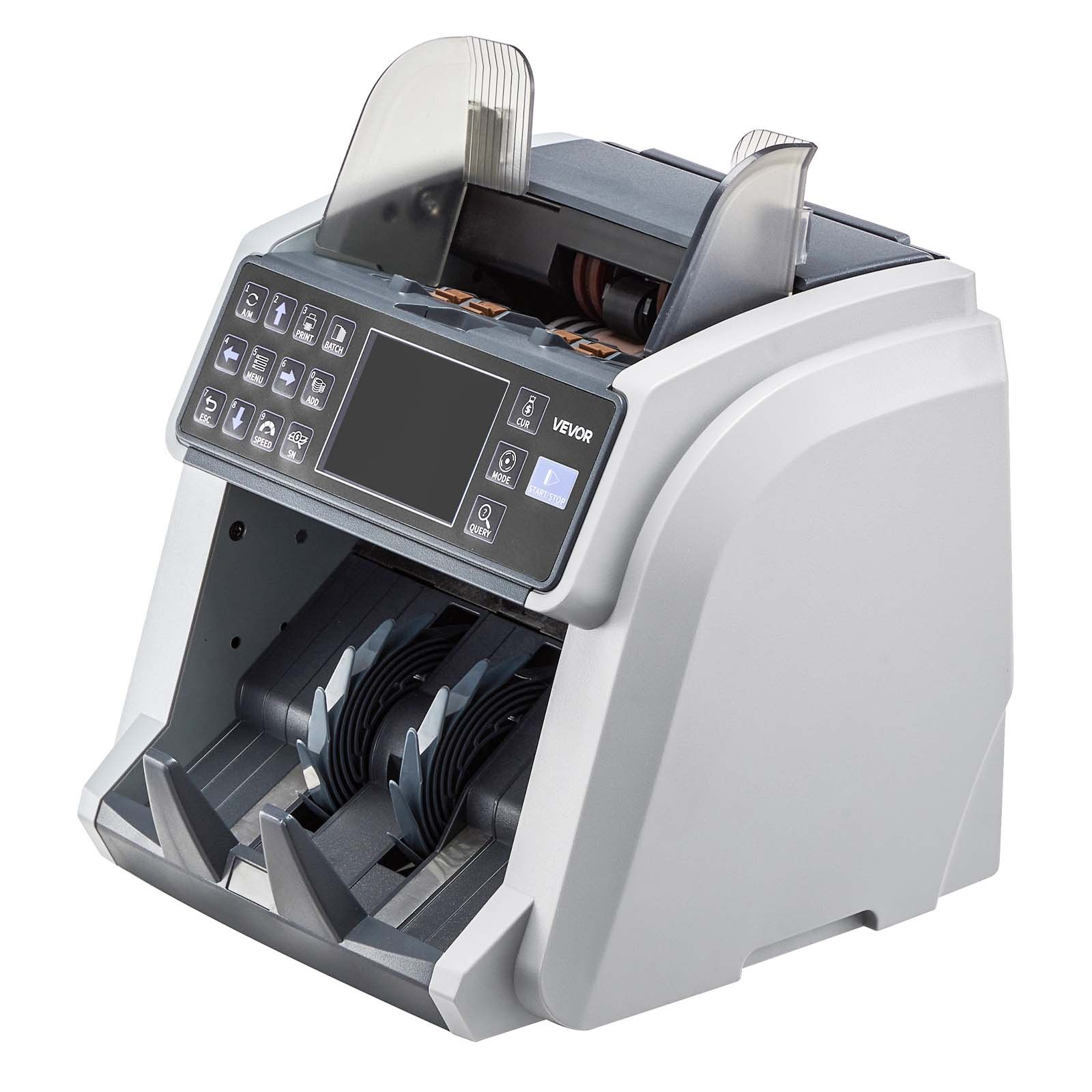 VEVOR Contadora de Billetes con Detección de Billetes Falsos, Máquina Contadora de Dinero Compatible con Múltiples Divisas CIS/UV/MG/IR/DD/DBL/HLF/CHN, con Pantalla a Color y Externa, Conteo Rápido
