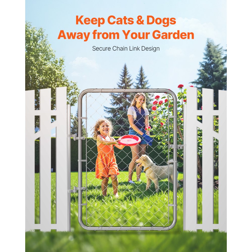 VEVOR garden gate, 117x81 cm, chain link fence gate, suitable for garden gates with openings from W 60.96-182.88 cm x H 121.92 cm, galvanized fence gate for farms, posts not included