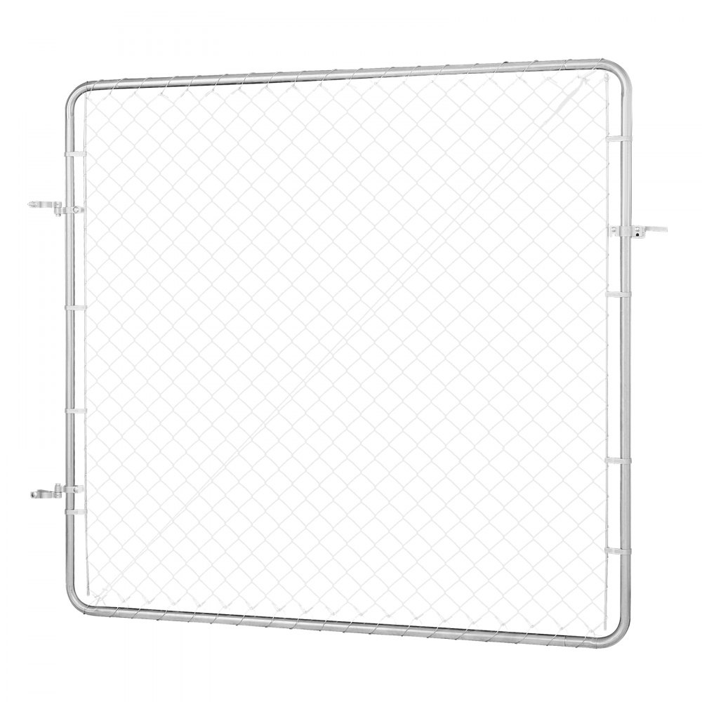 VEVOR Puerta de Valla de Eslabones de Cadena 183x178 cm Panel de Valla de Eslabones de Cadena Ajustable Puerta de Valla Galvanizada Resistente a la Oxidación para Abertura de Valla, Poste No Incluido