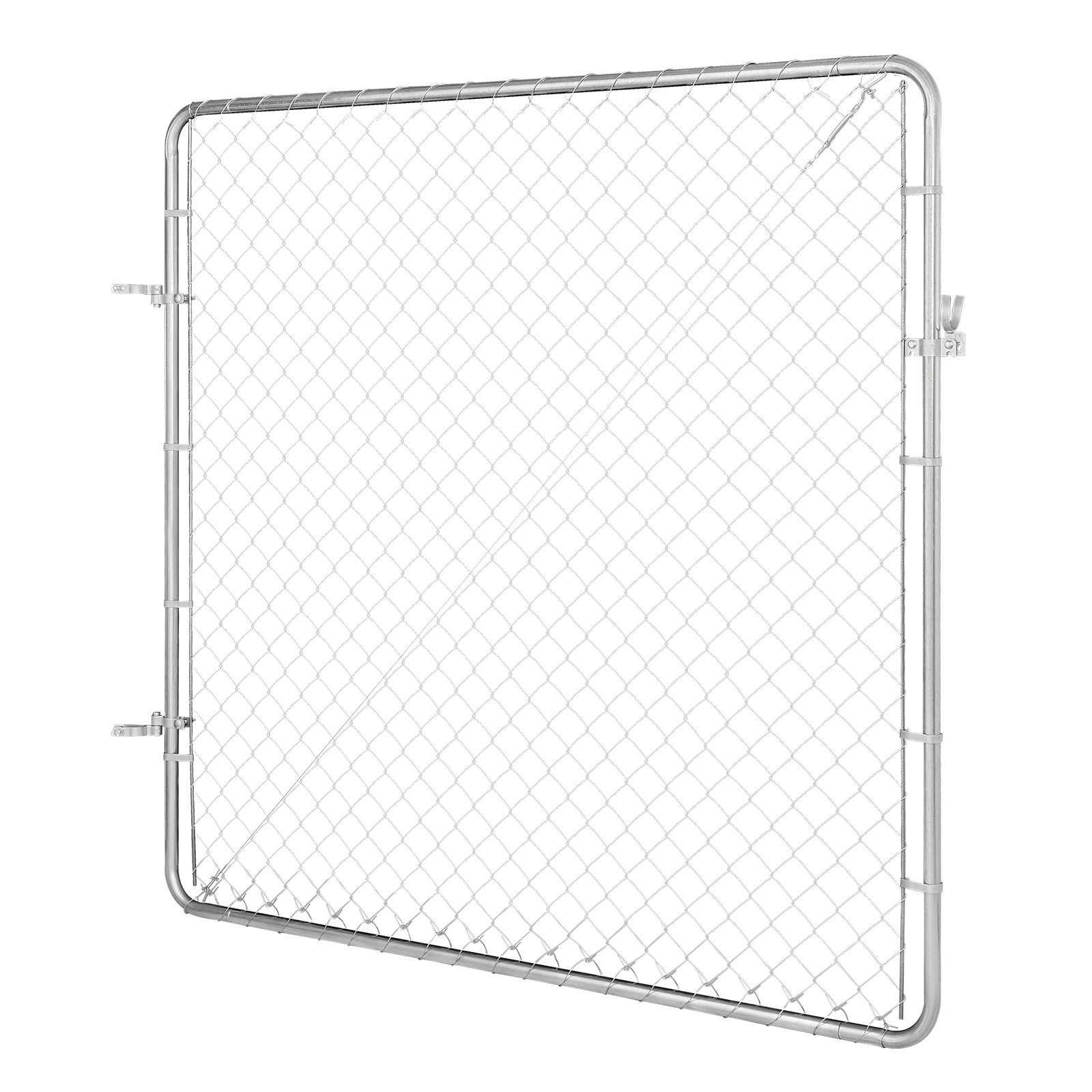 VEVOR Puerta de Valla de Eslabones de Cadena 183x178 cm Panel de Valla de Eslabones de Cadena Ajustable Puerta de Valla Galvanizada Resistente a la Oxidación para Abertura de Valla, Poste No Incluido