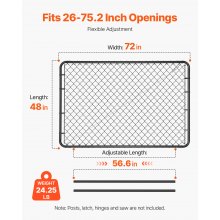 VEVOR Puerta de Valla de Eslabones de Cadena 183 x 122 cm, Posts Not Included