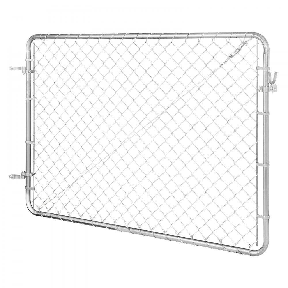 VEVOR Puerta de Valla de Eslabones de Cadena 183x122cm Panel de Valla de Eslabones de Cadena Ajustable Puerta de Valla Galvanizada Resistente a la Oxidación para Abertura de Valla, Poste No Incluido