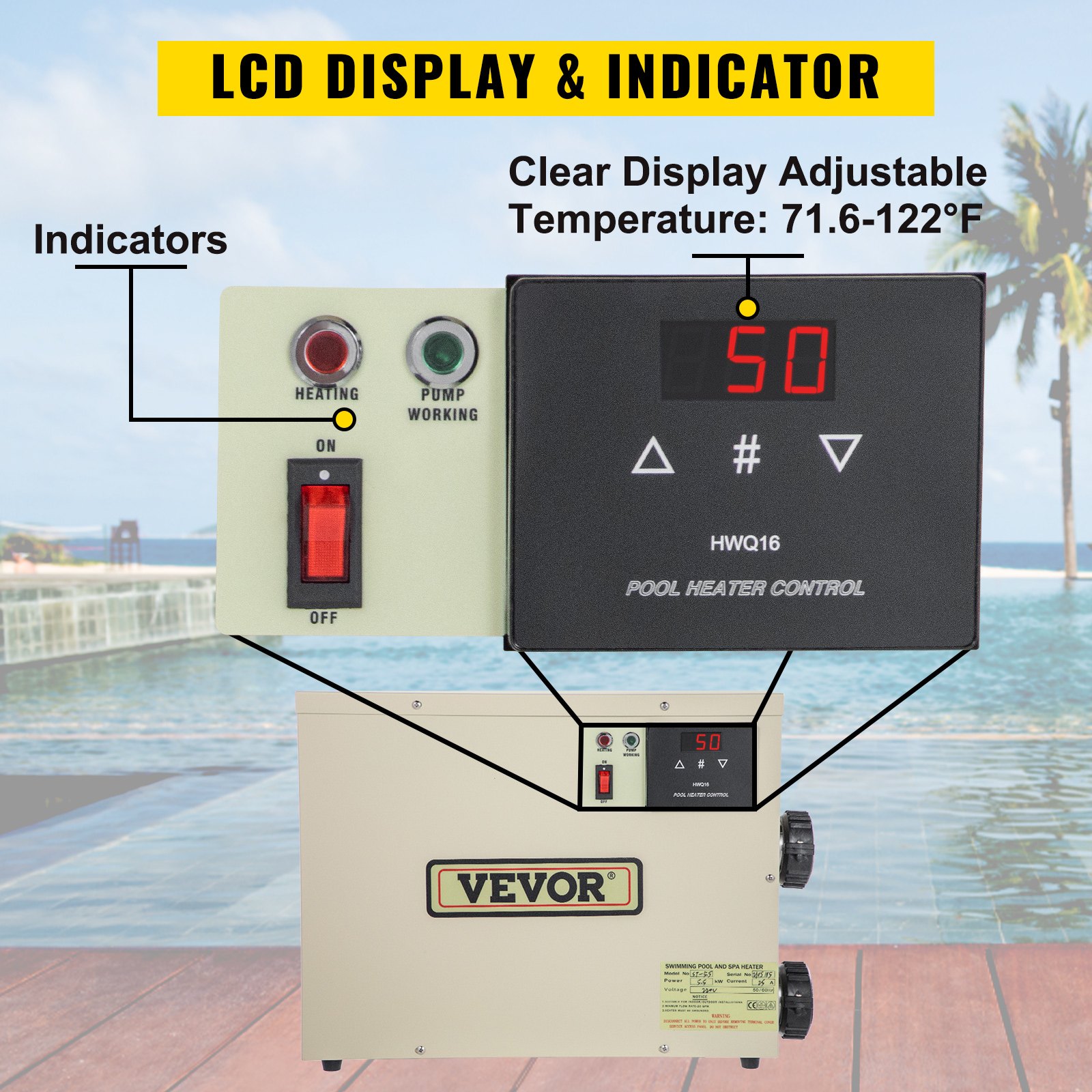 VEVOR Termostato Eléctrico para Piscina 18 kW Termostato de Calentador 380 V