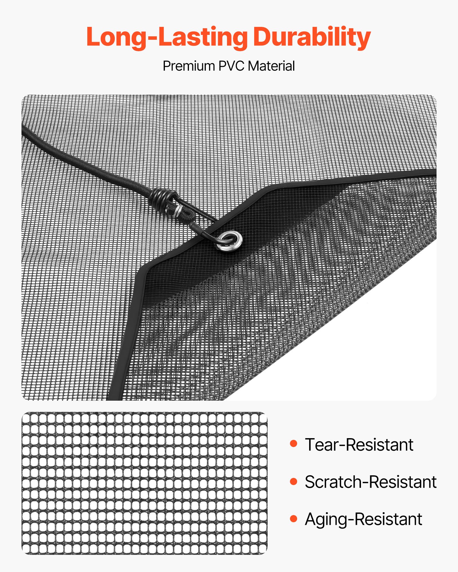 VEVOR Funda Protectora Integral para Aire Acondicionado Exterior, Malla de PVC con Ganchos Elásticos, Resistente al Desgarro, para Todas las Estaciones, Color Negro, 910 x 910 mm, Fácil de Usar