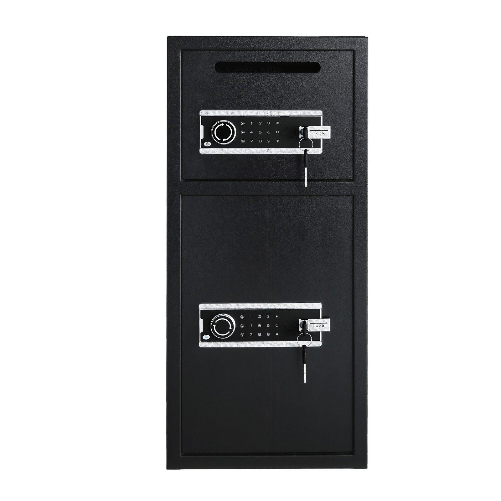 VEVOR Caja Fuerte para Hogar de Acero con 2 Puertas, Caja de Seguridad 350 x 348 x 775 mm, Cerradura con Llave y Contraseña, Sistema de Alarma Doble, para Proteger Dinero, Documentos, Joyas, Negro (requiere montaje)