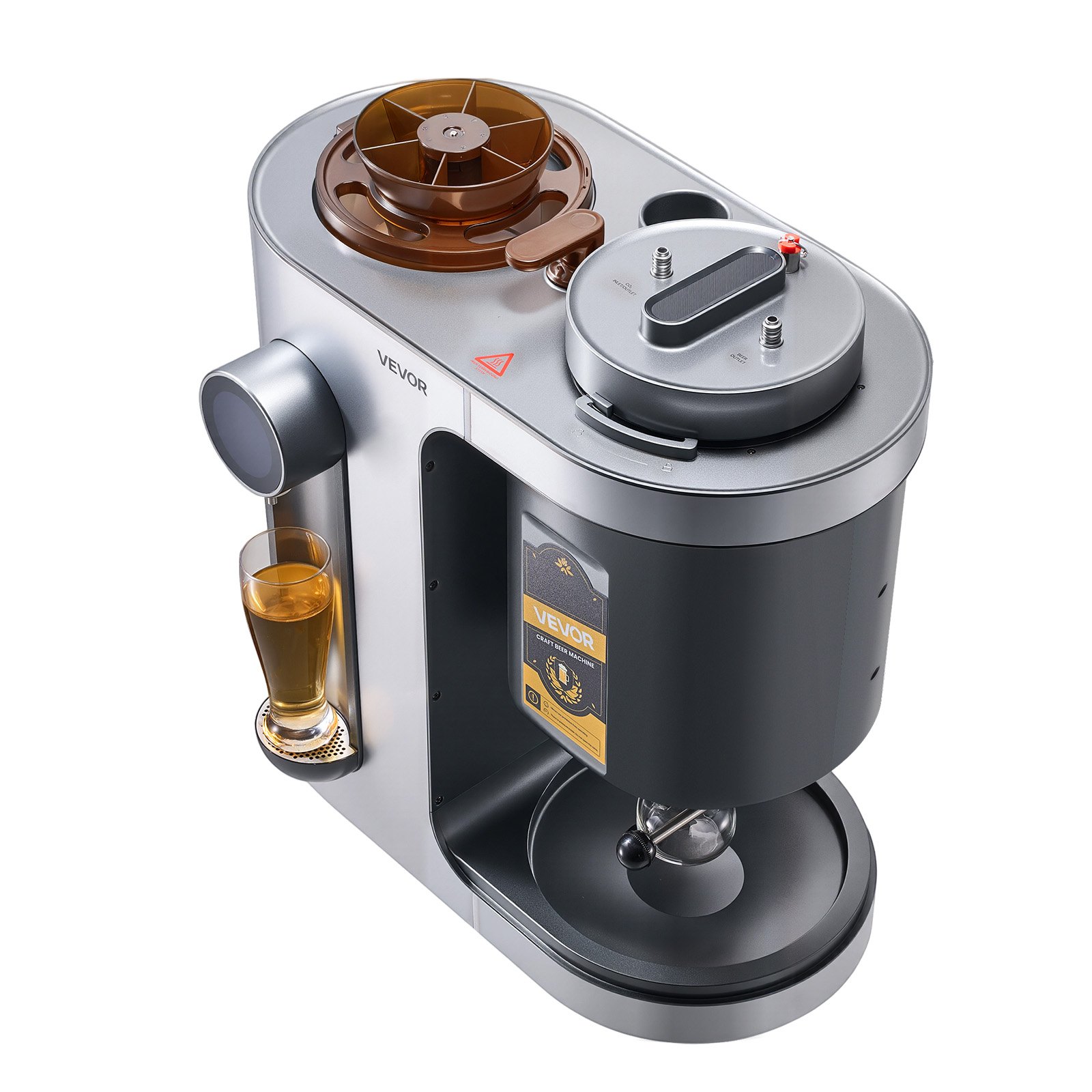 VEVOR Máquina Automática para Elaborar Cerveza Casera de 13 L, 1500 W, con Caldera de Puré y Depósito Interior de Acero Inoxidable 304 con Control de Temperatura y Presión, 600 x 310 x 640 mm