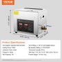 VEVOR Limpiador Ultrasónico Bandeja Ultrasónica Digital de Acero Inoxidable de 10L con Calefacción Tiempo y Temperatura Ajustable Dispositivo de Limpieza Ultrasónica para Joyería Gafas Relojes Clínico