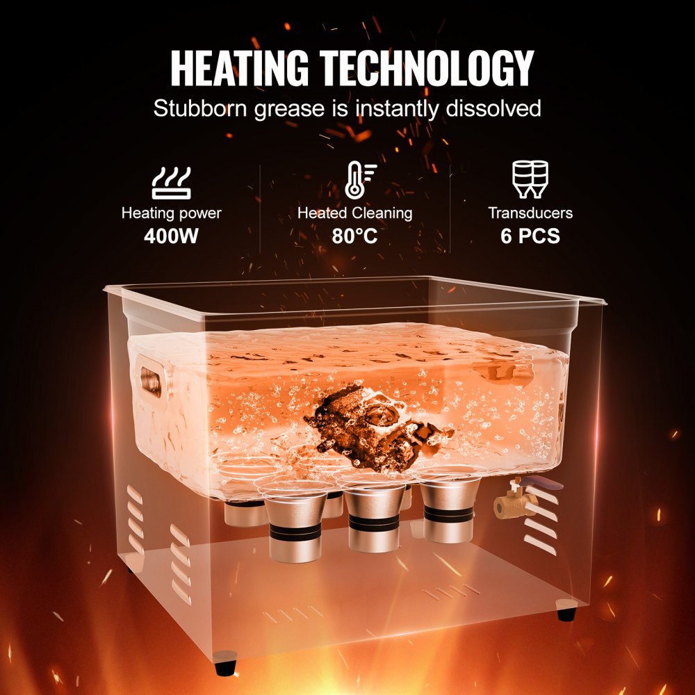 VEVOR Limpiador Ultrasónico 15 L con Temporizador y Calentador 360 W Limpiador Ultrasónico Digital 40 kHz con Cesta para Reloj Gafas Soporte de Joyería Piezas Industriales Herramientas Plata