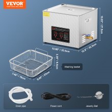 VEVOR Limpiador Ultrasónico 15L con Temporizador de Calentamiento y Cesta 360 W