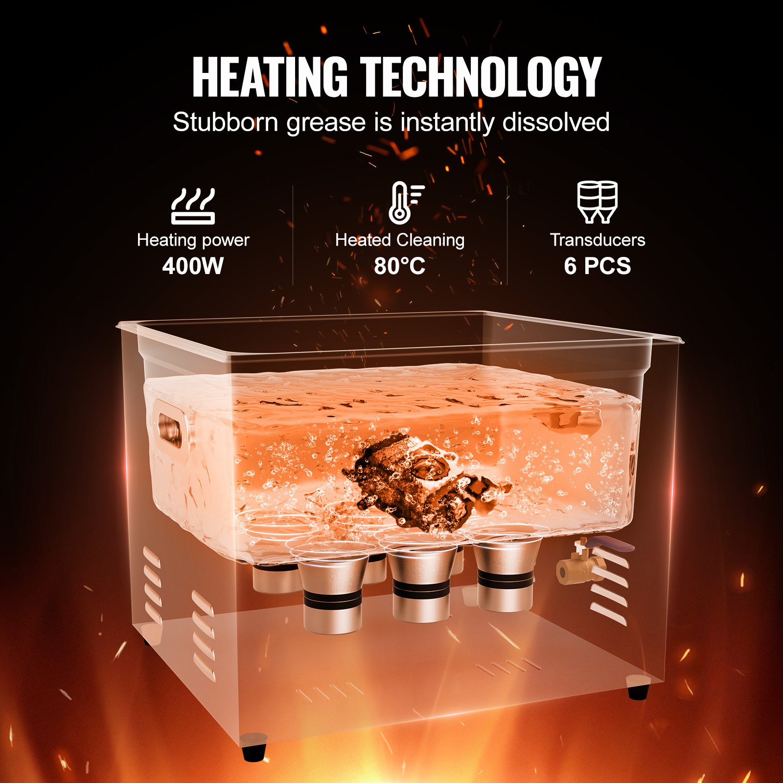 VEVOR Limpiador Ultrasónico 15 L con Temporizador y Calentador 360 W Limpiador Ultrasónico Digital 40 kHz con Cesta para Reloj Gafas Soporte de Joyería Piezas Industriales Herramientas Plata