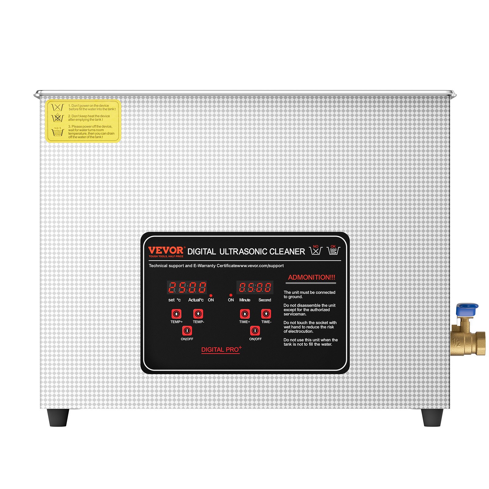 VEVOR Limpiador Ultrasónico 15 L con Temporizador y Calentador 360 W Limpiador Ultrasónico Digital 40 kHz con Cesta para Reloj Gafas Soporte de Joyería Piezas Industriales Herramientas Plata