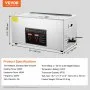 VEVOR Limpiador Ultrasónico 22L, Bandeja Ultrasónica Digital de Acero Inoxidable de con Calefacción Tiempo y Temperatura Ajustable Dispositivo de Limpieza Ultrasónica para Joyería Gafas Relojes