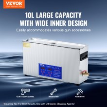 VEVOR Limpiador Ultrasónico 10 L con Temporizador Calentador Cesta 40kHz 300W