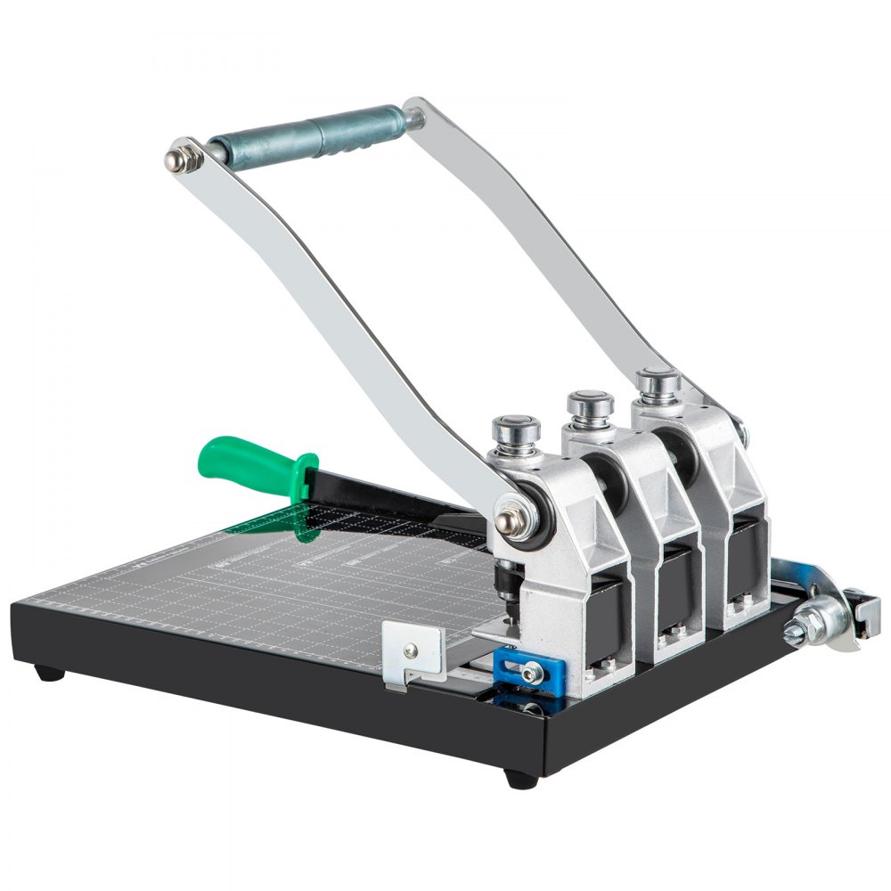 VEVOR Perforadora de Papel 3 Orificios Perforadora de Gruesos y Esfuerzo Capacidad de 300 Hojas Diámetro 3 mm Perforadora de Agujeros 38,5x61x25cm con Cuerpo de Metal y Taladro de Acero para Oficinas
