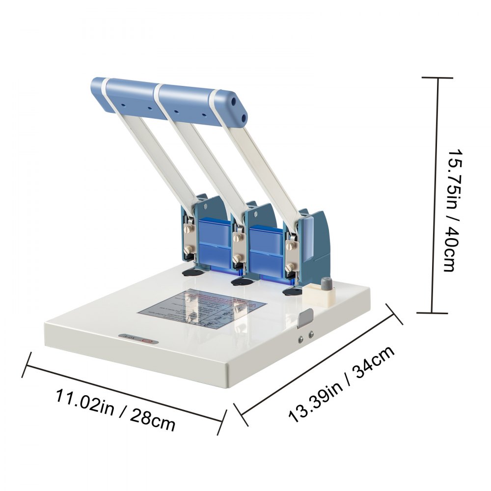 VEVOR Perforadora de Papel 3 Orificios Perforadora de Gruesos y Esfuerzo Capacidad de 150 Hojas Diámetro 5 mm Perforadora de Agujero 28x34x40 cm con Cuerpo de Metal y Taladro de Acero para Oficinas