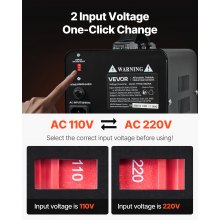 VEVOR Convertidor de Voltaje, 1500 VA, Transformador Elevador/Reductor, Convierte de 110 V a 220 V y de 220 V a 110 V, con Tomas de Corriente de EE. UU. y UE, Cable de Alimentación y Disyuntor