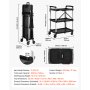 VEVOR Carro de Servicio Plegable Capacidad de 136 kg Estantes de 3 Niveles, Carro Utilitario de Herramientas con Ruedas, Bloqueo, Bandeja, Soporte Lateral, Carrito para Oficina, Patio, Almacén, Garaje