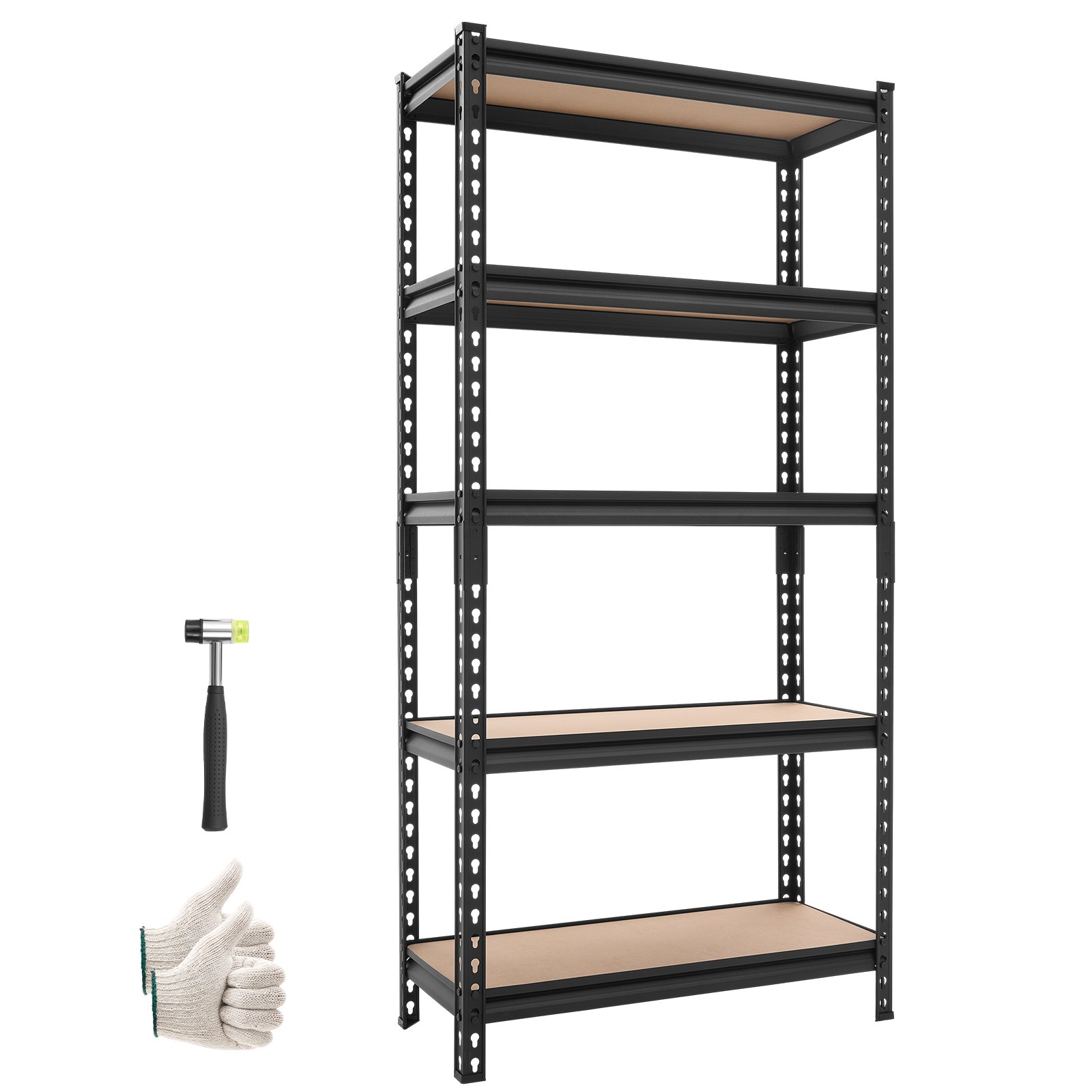 VEVOR Estantería Almacenaje Metálica de 5 Niveles 759 x 309 x 1520 mm, Estantería Multiusos Altura Ajustable, Capacidad de 907 kg en Total con Estructura de Acero para Cocina Sótano Trastero Garaje