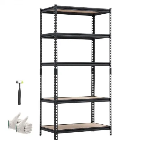 VEVOR Estantería Almacenaje Metálica de 5 Niveles 923 x 459 x 1813 mm, Estantería Multiusos Altura Ajustable, Capacidad 907,2 kg en Total con Estructura de Acero para Sótano Dormitorio Trastero Garaje