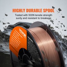 VEVOR Alambre de Soldadura MIG ER70S-6 5kg 0,9mm Bobina de Soldadura Sólida de Acero Blando 200 mm Resistencia a Tracción 490-670 MPa Uniones de Soldadura Sólida de Alimentación Suave para Soldadura