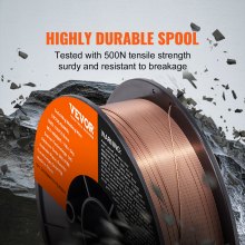 VEVOR Alambre de Soldadura MIG ER70S-6 5kg 0,8mm Bobina de Soldadura Sólida de Acero Blando 200 mm Resistencia a Tracción 490-670 MPa Uniones de Soldadura Sólida de Alimentación Suave para Soldadura