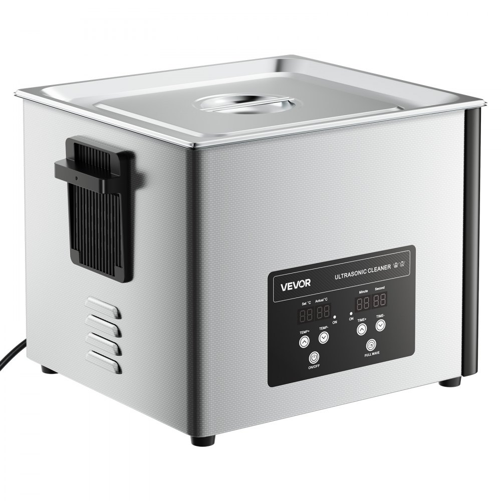 VEVOR Limpiador Ultrasónico 15 L, Máquina de Limpieza Ultrasónica Profesional con Cesta de Limpieza y Pantalla Digital, Acero Inoxidable, 240 W y 40 kHz, para Piezas, Carburadores e Instrumentos