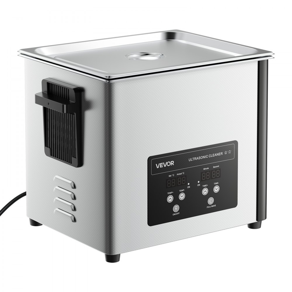 VEVOR Limpiador Ultrasónico 10 L, Máquina de Limpieza Ultrasónica Profesional con Cesta de Limpieza y Pantalla Digital, Acero Inoxidable, 180 W y 40 kHz, para Piezas, Carburadores e Instrumentos