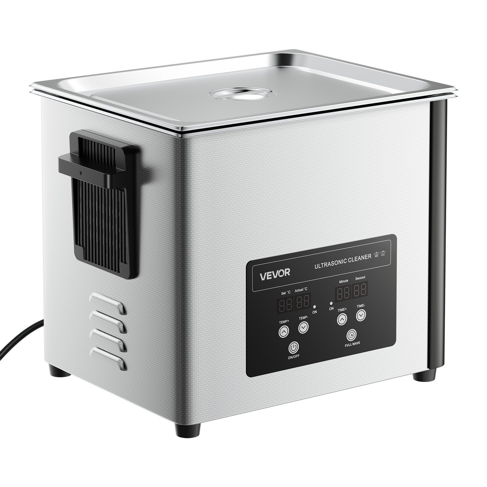 VEVOR Limpiador Ultrasónico 10 L, Máquina de Limpieza Ultrasónica Profesional con Cesta de Limpieza y Pantalla Digital, Acero Inoxidable, 180 W y 40 kHz, para Piezas, Carburadores e Instrumentos