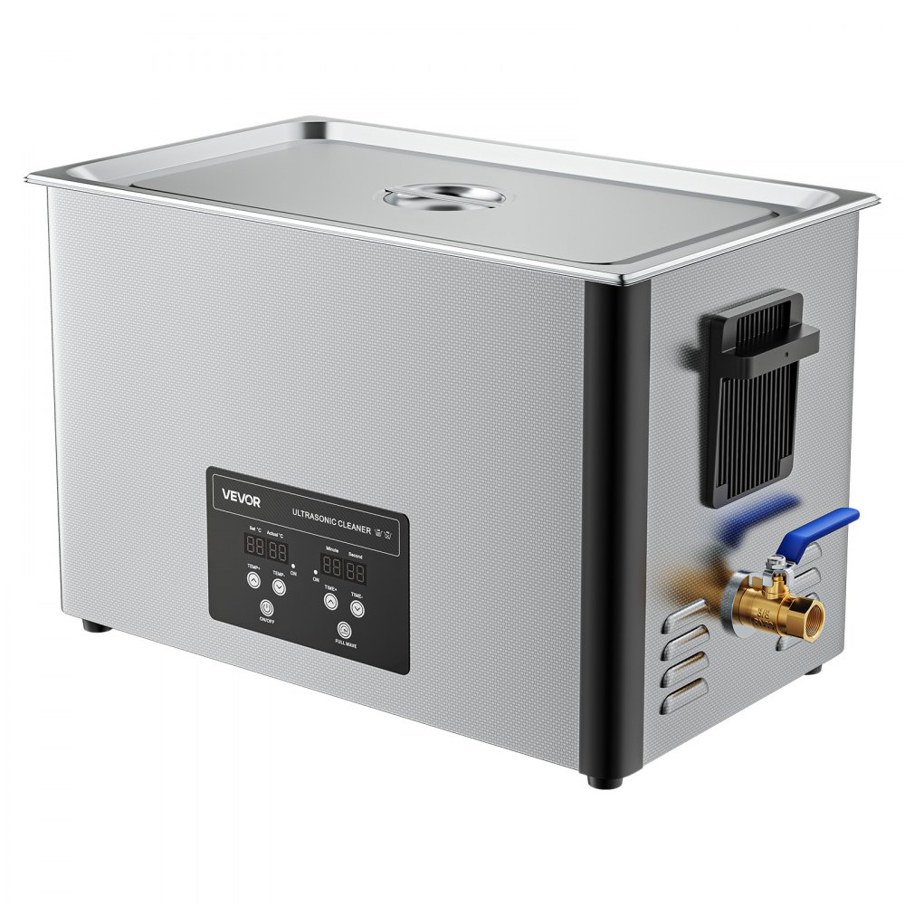 VEVOR Limpiador Ultrasónico 30 L, Máquina de Limpieza Ultrasónica Profesional con Cesta de Limpieza y Pantalla Digital, 480 W, Acero Inoxidable, 40 kHz, para Piezas, Carburadores e Instrumentos