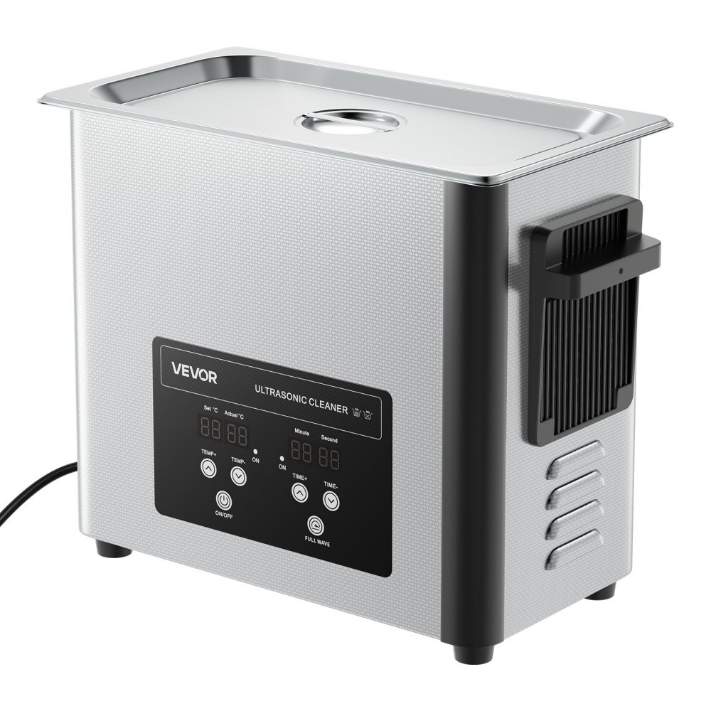 VEVOR Limpiador Ultrasónico 6 L, Máquina de Limpieza Ultrasónica Profesional con Cesta de Limpieza y Pantalla Digital, Acero Inoxidable, 120 W y 40 kHz, para Relojes y Joyas, 380 x 180 x 295 mm