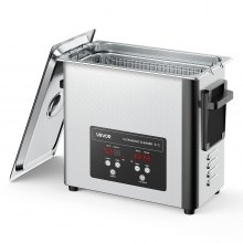 VEVOR Limpiador Ultrasónico 6 L, Máquina de Limpieza Ultrasónica Profesional con Cesta de Limpieza y Pantalla Digital, Acero Inoxidable, 120 W y 40 kHz, para Relojes y Joyas, 380 x 180 x 295 mm