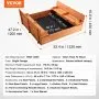 VEVOR - Caja de arena de madera de 132 x 120 x 43 cm, arenero con bancos plegables y revestimiento inferior, caja de arena de madera natural para niños para exteriores, patio, playa, parque, regalo para niños y niñas de 3 a 12 años