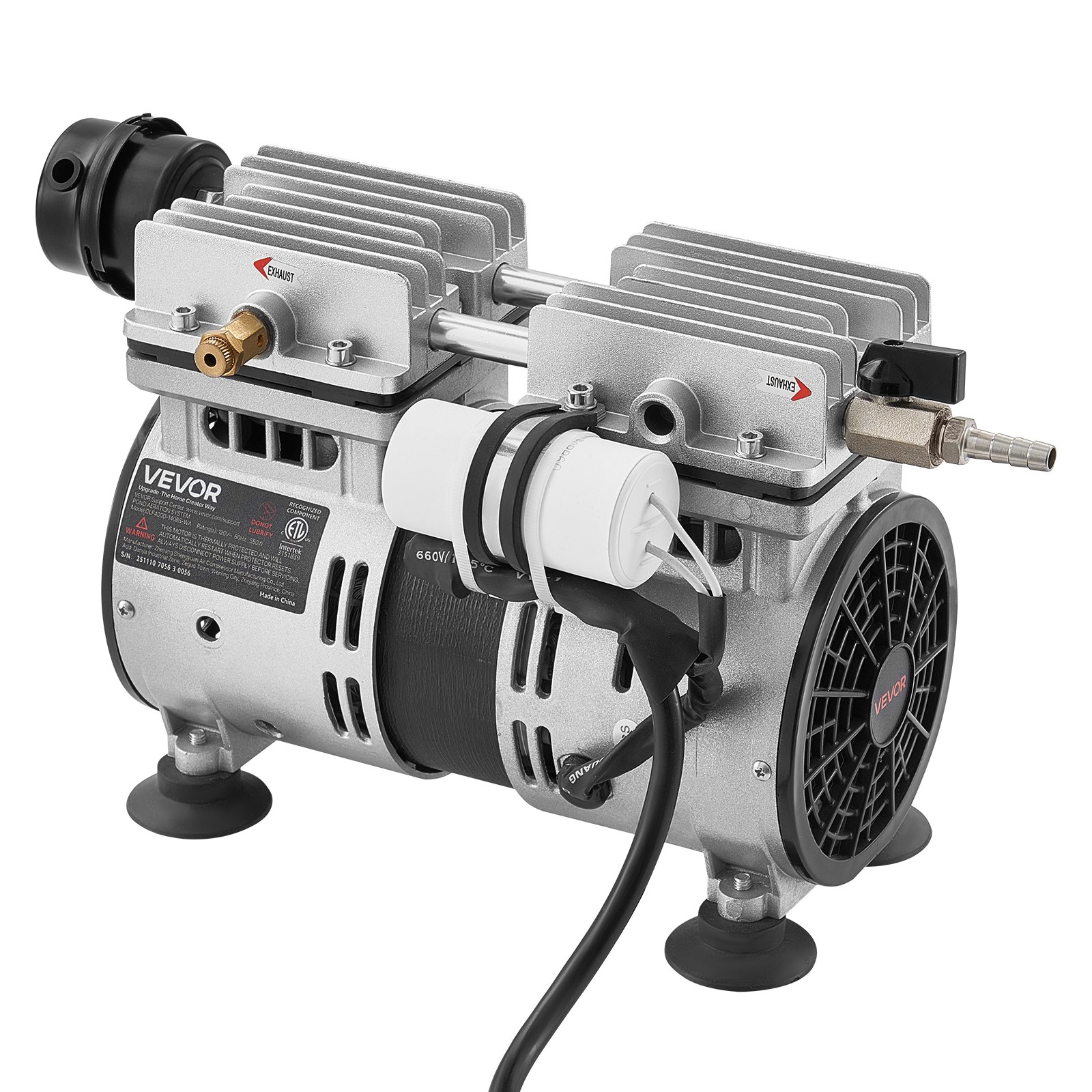 VEVOR Kit de Bomba de Aireación para Estanques Compresor de Aire 590 W Velocidad Nominal 1400 rpm Bomba de Aireación para Lagos Presión Máxima 0,3 MPa, Oxigenador de Agua, Temperatura -5 °C a 40 °C