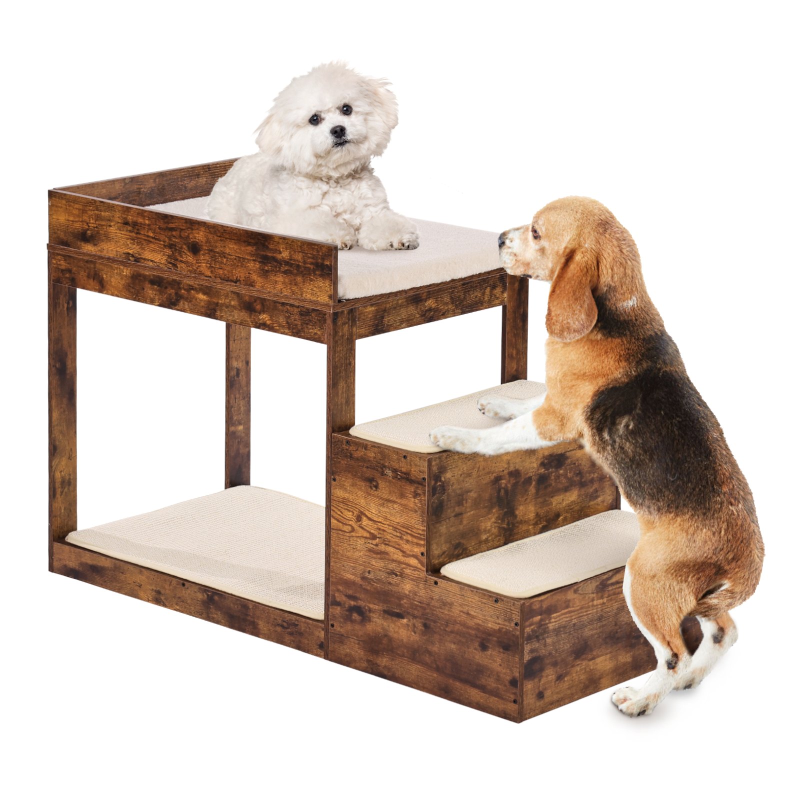 VEVOR Litera para Perros y Gatos con Escaleras 1111x508x722 mm Plataforma de Asiento de Múltiples Escalones para Perros Uso en Interiores, Dormitorio en Casa, Cerca de Ventana, Marrón Oscuro