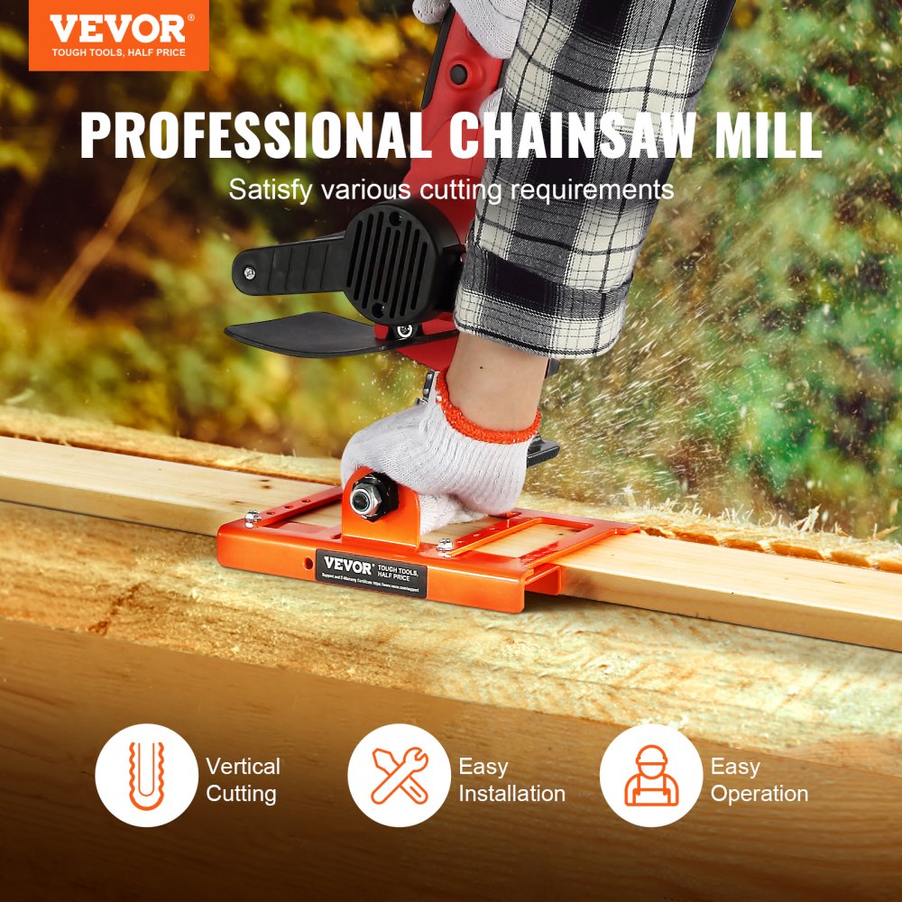VEVOR Molino de Motosierra Portátil Guía de Corte Vertical Ancho de Corte 5,1-15,2 cm Accesorio para Motosierra de Hierro Fundido Accesorio de Fresado para Madera Liviano para Constructores