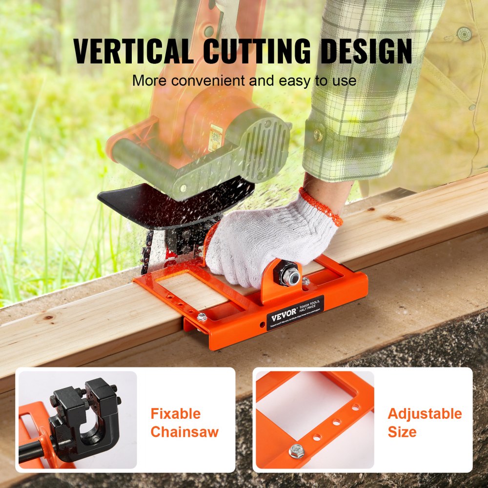 VEVOR Molino de Motosierra Portátil Guía de Corte Vertical Ancho de Corte 5,1-15,2 cm Accesorio para Motosierra de Hierro Fundido Accesorio de Fresado para Madera Liviano para Constructores