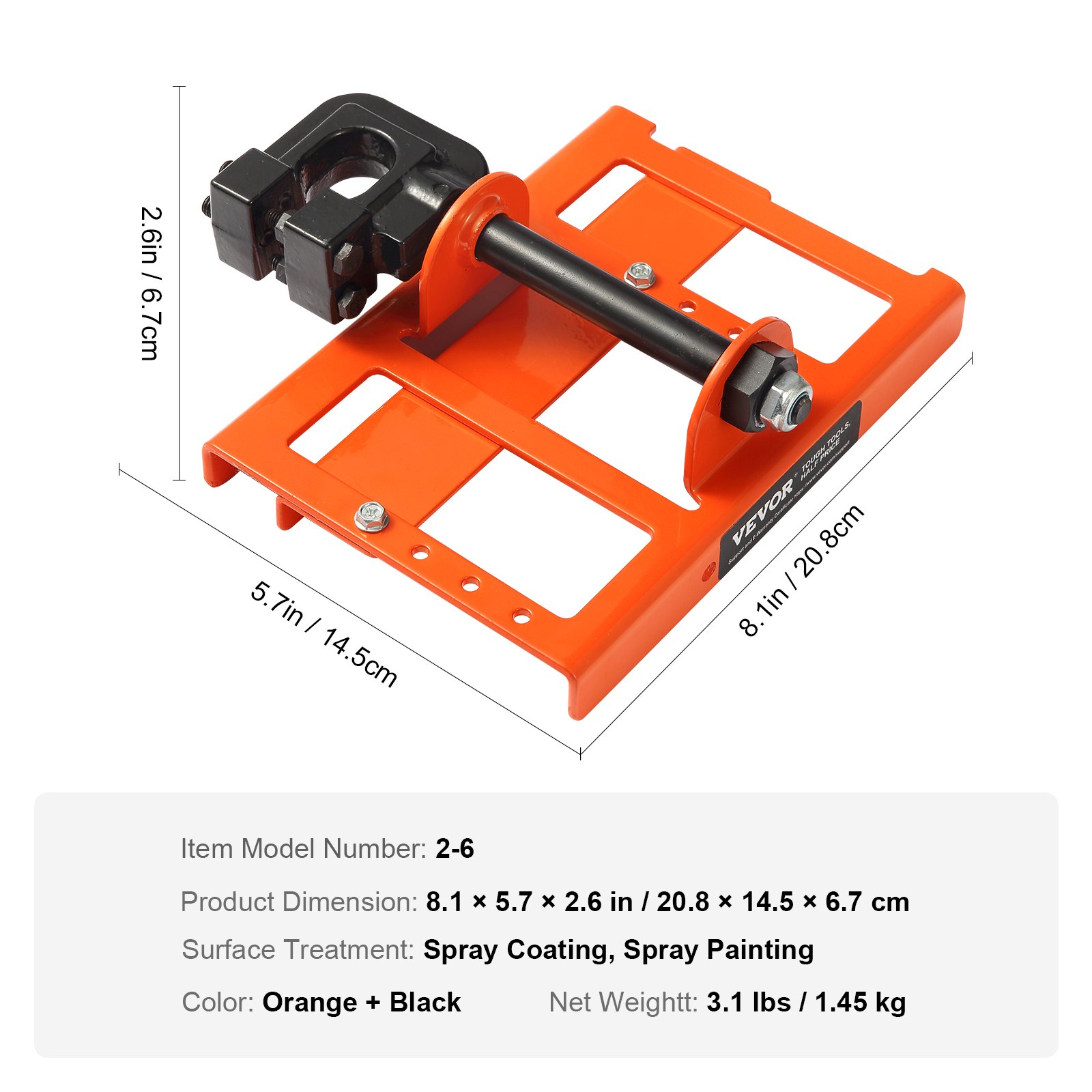 VEVOR Molino de Motosierra Portátil Guía de Corte Vertical Ancho de Corte 5,1-15,2 cm Accesorio para Motosierra de Hierro Fundido Accesorio de Fresado para Madera Liviano para Constructores