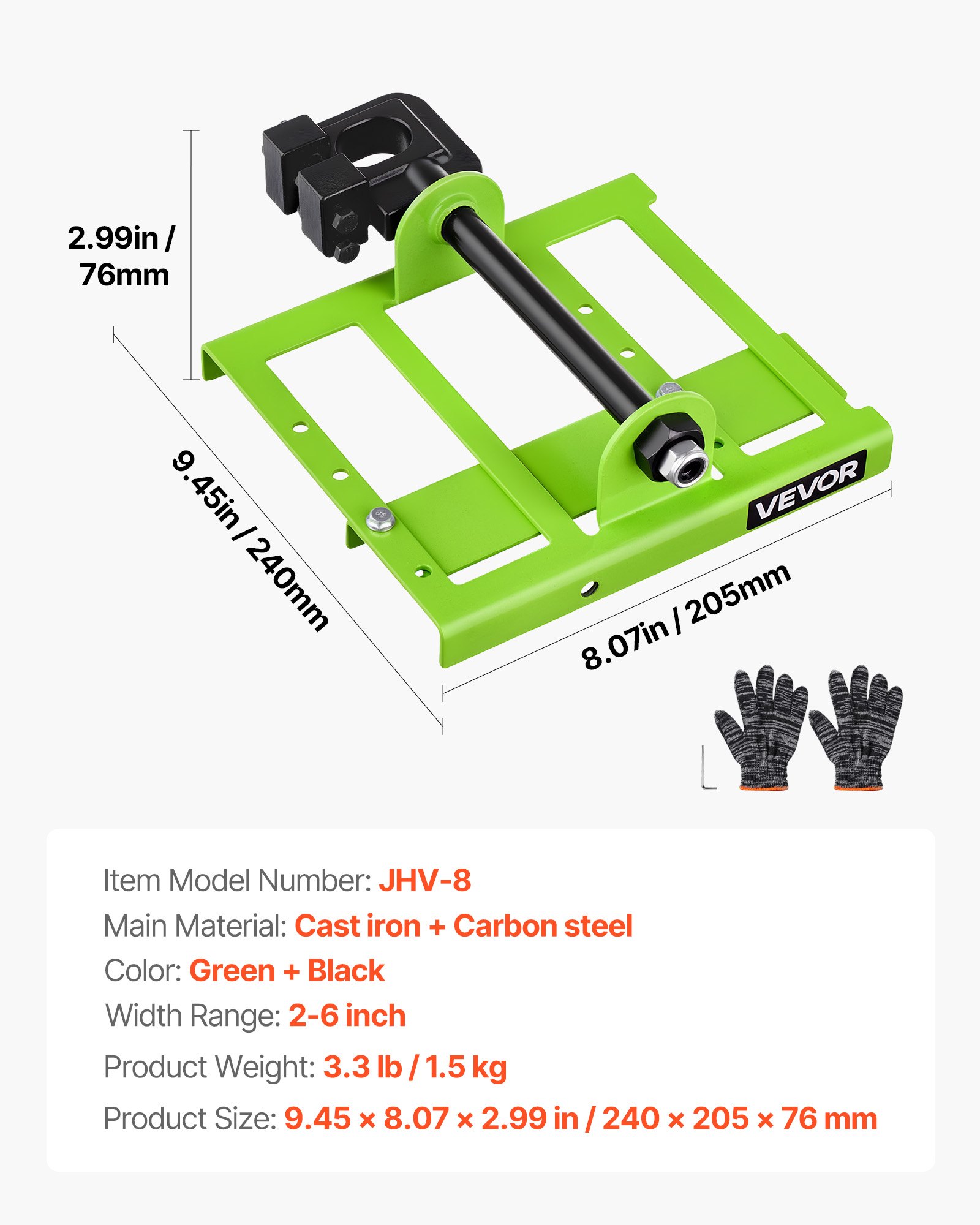 VEVOR Guía para Motosierra, Ancho Ajustable de 5 a 15 cm, Guía Vertical para Madera, Aserradero Móvil de Hierro Fundido, para Trabajadores de la Construcción y la Carpintería, 240 x 205 x 76 mm