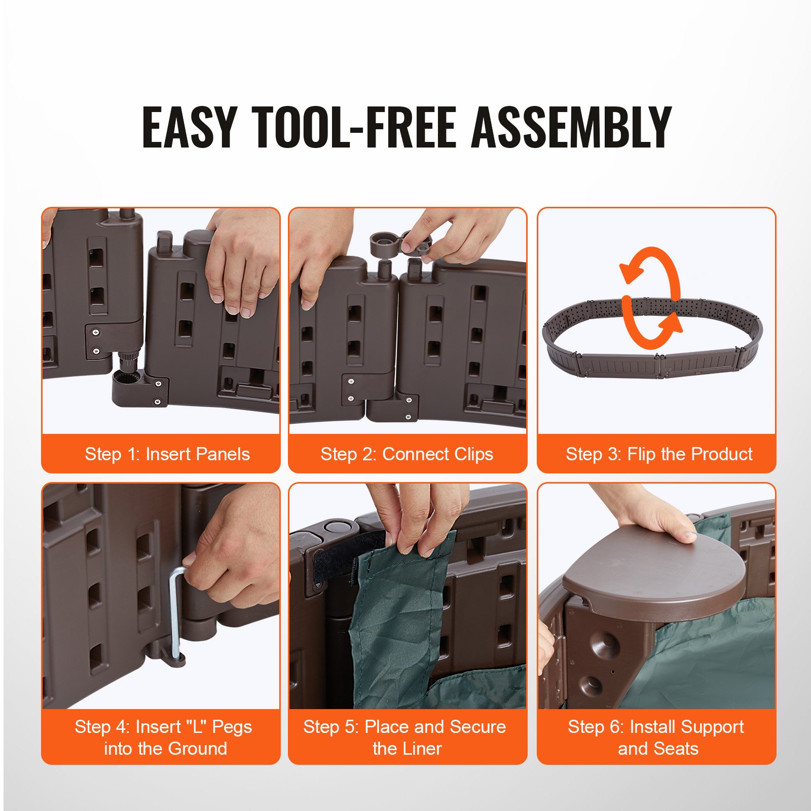 VEVOR - Caja de arena con tapa, 183,8 x 105,5 x 23,9 cm, caja de arena ovalada, caja de arena de HDPE con 4 asientos en las esquinas y revestimiento inferior, caja de arena para niños para exteriores, patio, playa, parque, regalo para niños y niñas de 3 a 12 años, marrón