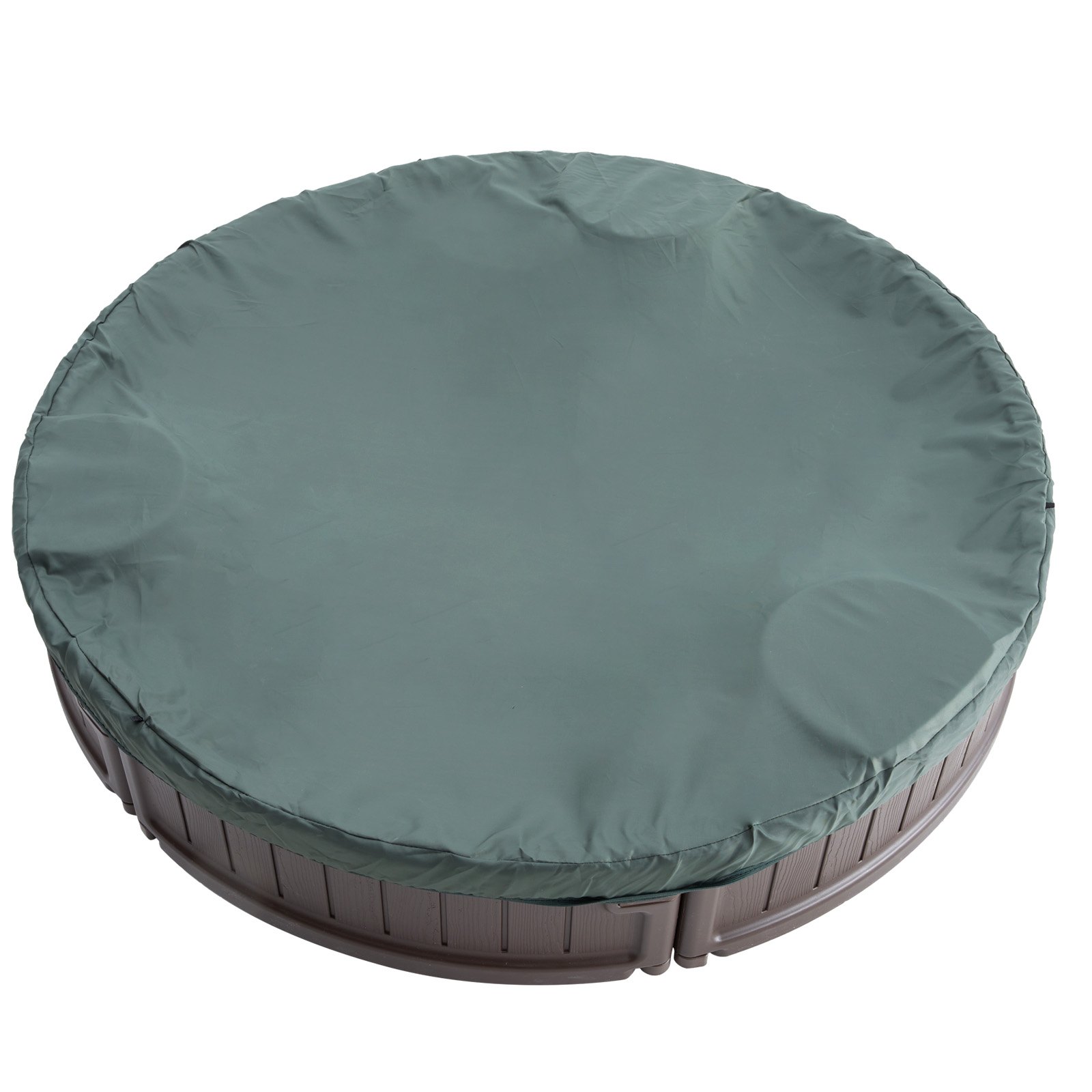 VEVOR Caja de arena con cubierta, caja de arena redonda de 47,2 x 9,1 pulgadas, arenero de HDPE con 3 asientos en las esquinas y revestimiento inferior, caja de arena para niños para patio trasero al aire libre, playa, parque, regalo para niños niñas de 3 a 12 años, marrón