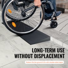 VEVOR Rampa de Umbral Cortable Elevación Sólida de 3 cm Rampa de Goma para Silla de Ruedas Ancho de 90cm Carga de 15 t Rampa de Acceso Antideslizante Banda Adhesiva Doble Cara para Entrada Puerta Baño