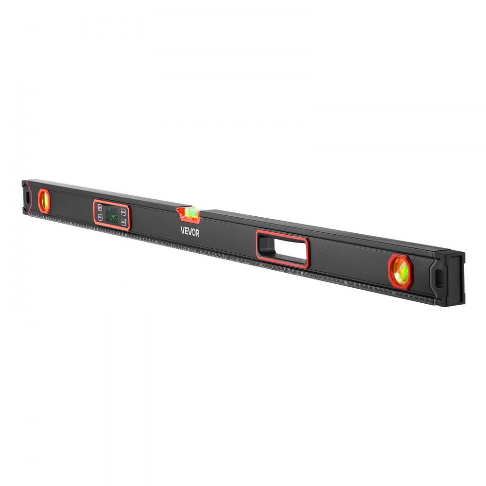 VEVOR Nivel Digital de Aluminio 1200 mm, Nivel Electrónico Magnético con Burbujas de 0°/45°/90°, Pantalla LED Retroiluminada, 4 Unidades de Medida, Bolsa para Construcción Carpintería Bricolaje Hogar