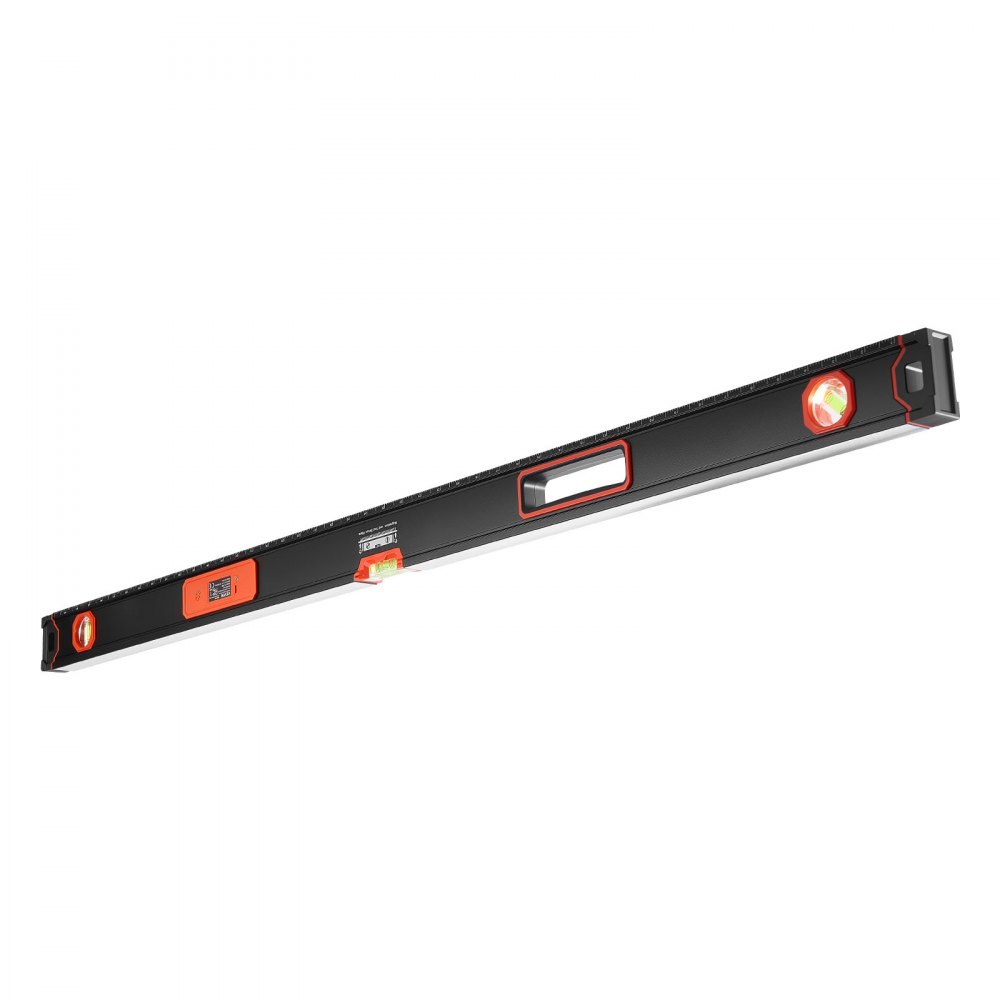 VEVOR Nivel Digital de Aluminio 1200 mm, Nivel Electrónico Magnético con Burbujas de 0°/45°/90°, Pantalla LED Retroiluminada, 4 Unidades de Medida, Bolsa para Construcción Carpintería Bricolaje Hogar