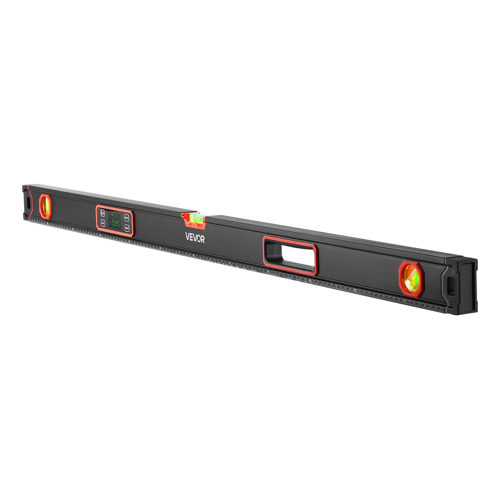 VEVOR Nivel Digital de Aluminio 1200 mm, Nivel Electrónico Magnético con Burbujas de 0°/45°/90°, Pantalla LED Retroiluminada, 4 Unidades de Medida, Bolsa para Construcción Carpintería Bricolaje Hogar