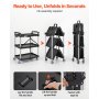 VEVOR Carro de Servicio 65x39x83 cm Carro de Transporte Utilitario Plegable 3 Estantes Capacidad Total 74,8 kg​ 25 kg​/Estante Ruedas Giratorias (2 con Frenos) para Garaje Herramientas Almacén Oficina