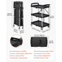 VEVOR Serving Trolley 107x17x39cm Clearing Trolley 74.8kg Load Capacity Polypropylene Trolley Multi-Purpose Trolley with 3 Compartments Kitchen Trolley with Swivel Wheels Niche Trolley Workshop Trolley Service Trolley