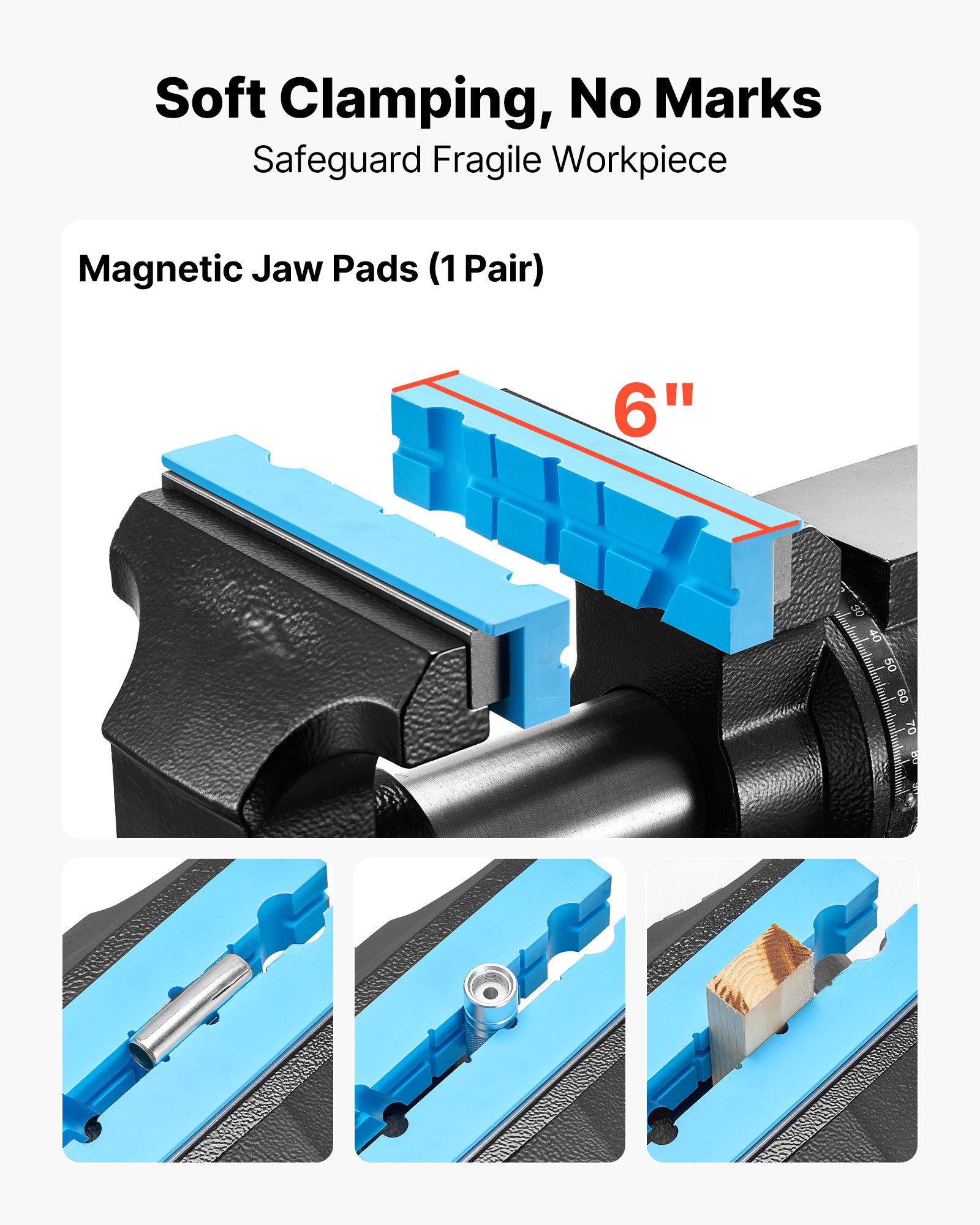 VEVOR Tornillo de Banco de Trabajo con Base y Cabezal Giratorios de 360°, De Hierro Fundido Esferoidal, Ancho de Mordaza de 140 mm, Profundidad de Sujeción de 70 mm, Apertura de Mordaza de 125 mm