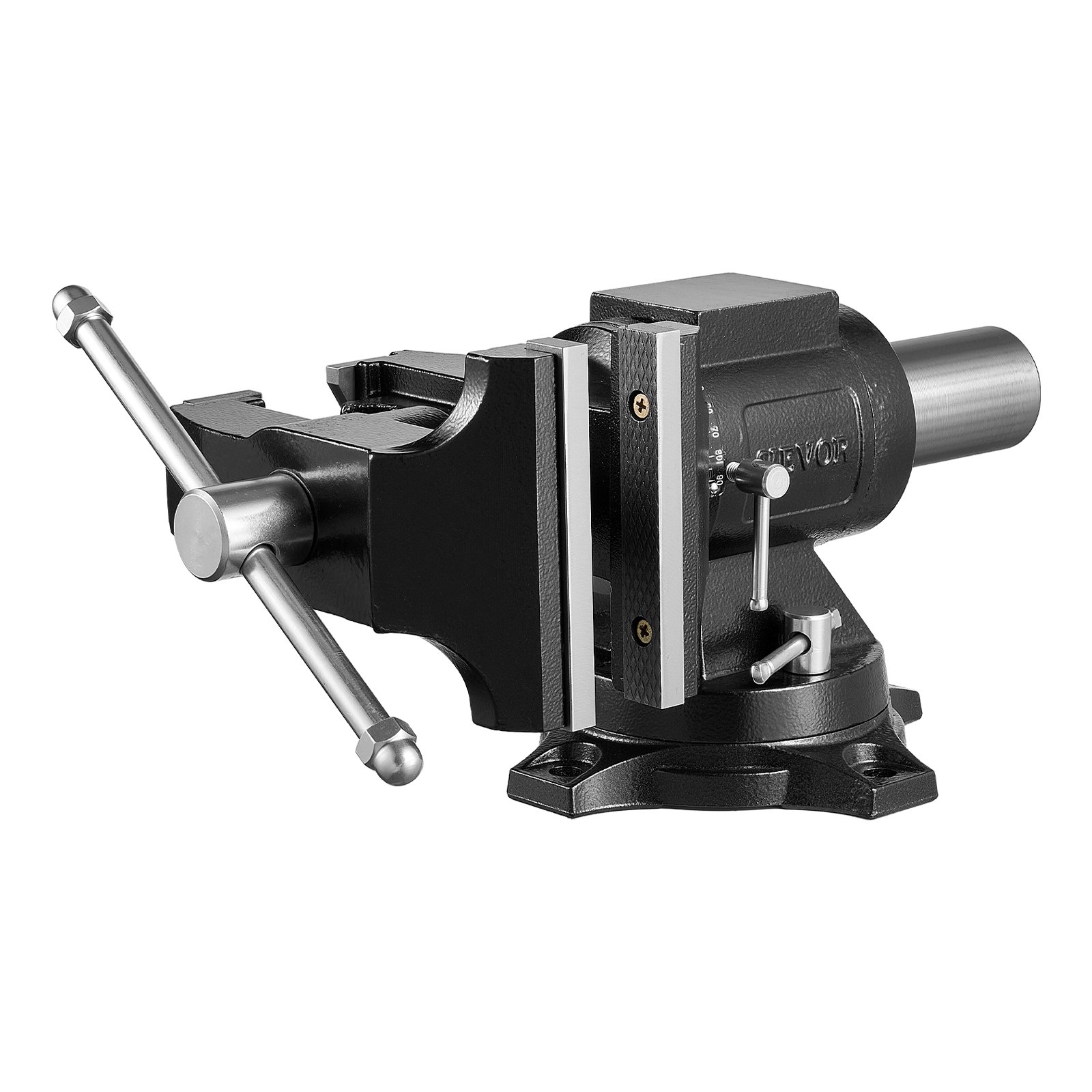 VEVOR Tornillo de Banco de Trabajo con Base y Cabezal Giratorios de 360°, De Hierro Fundido Esferoidal, Ancho de Mordaza de 140 mm, Profundidad de Sujeción de 70 mm, Apertura de Mordaza de 125 mm