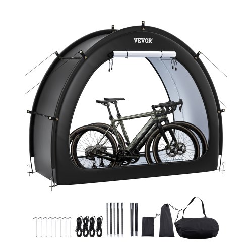 VEVOR Tienda de Campaña para Bicicletas, Tienda Impermeable en Forma de Abanico 1706x2011x792mm con Ventana Ventilada, Fibra de Vidrio de Alta Resistencia y Cremalleras Dobles para  1 o 2 Bicicletas